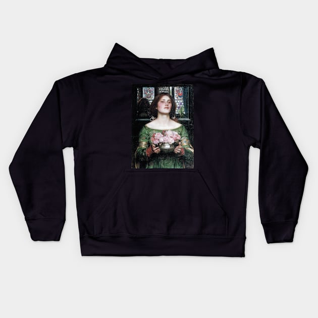 Gather Ye Rosebuds While Ye May,  1908 John William Waterhouse Kids Hoodie by immortalpeaches